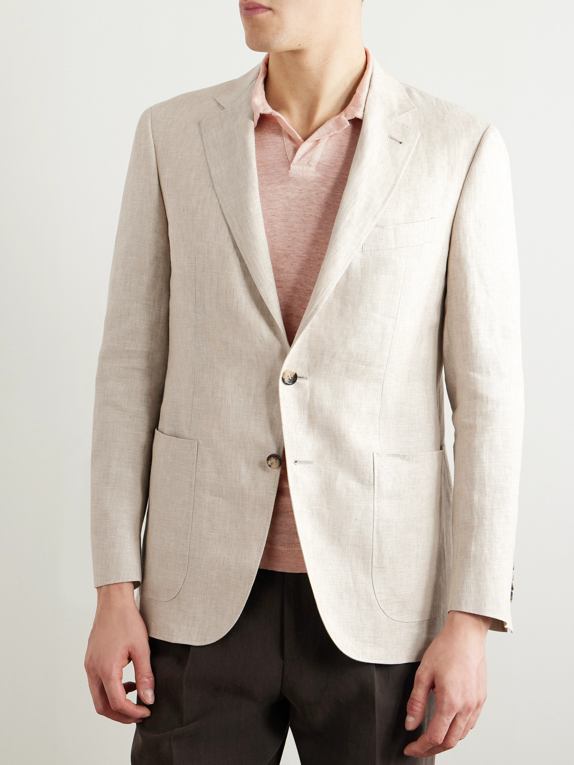 Canali Kei Linen Suit Jacket In Neutrals