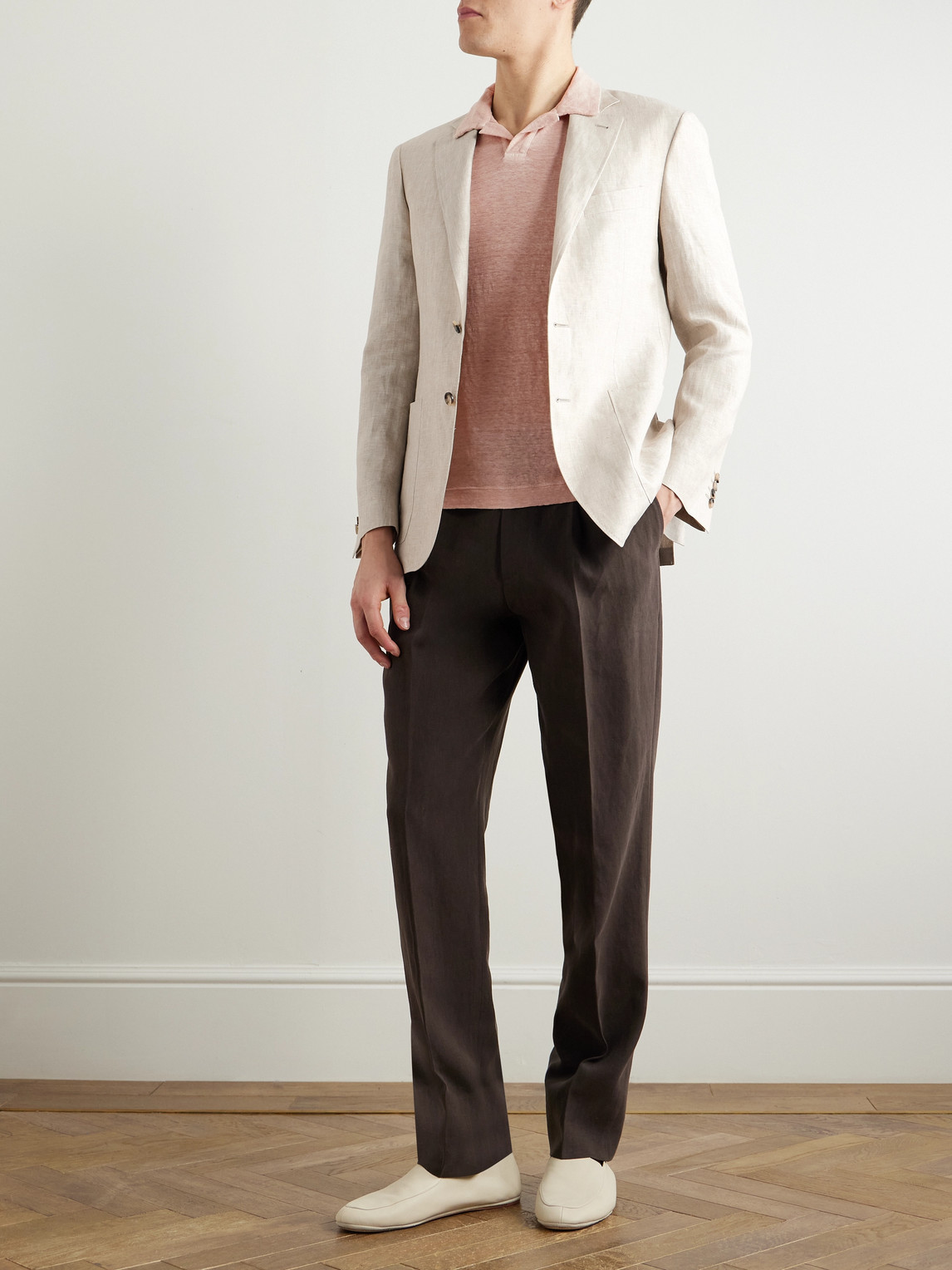 Canali Kei Linen Suit Jacket In Neutrals