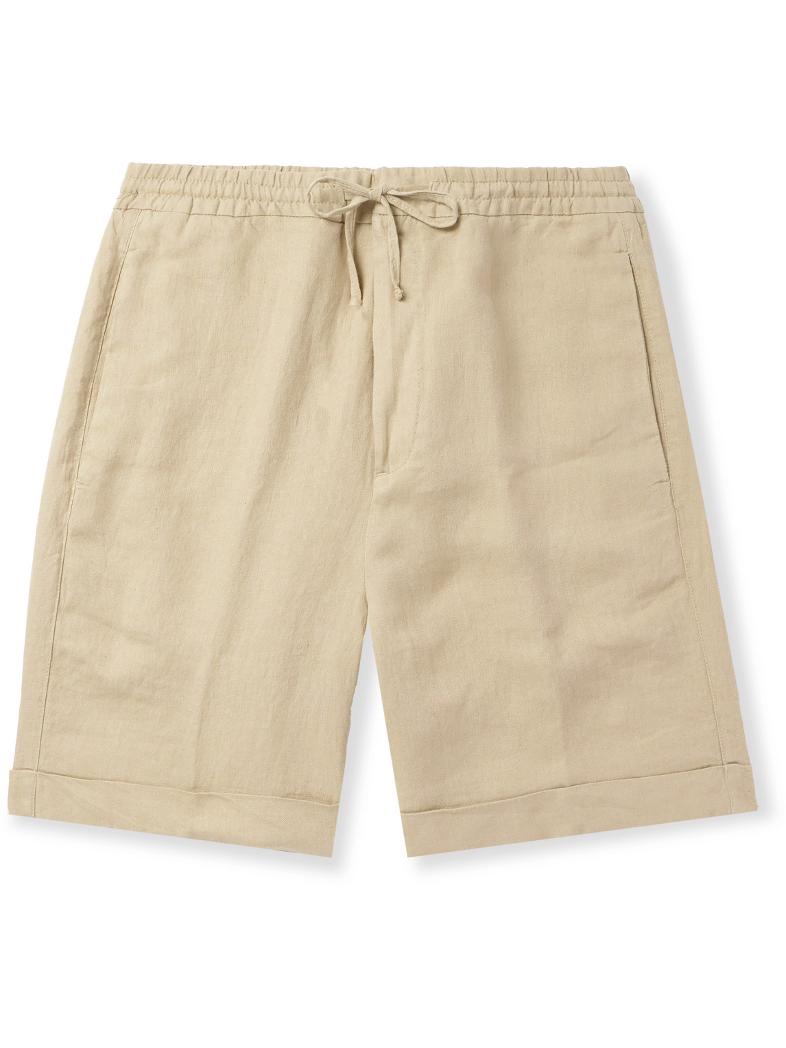 Straight-Leg Linen Drawstring Shorts