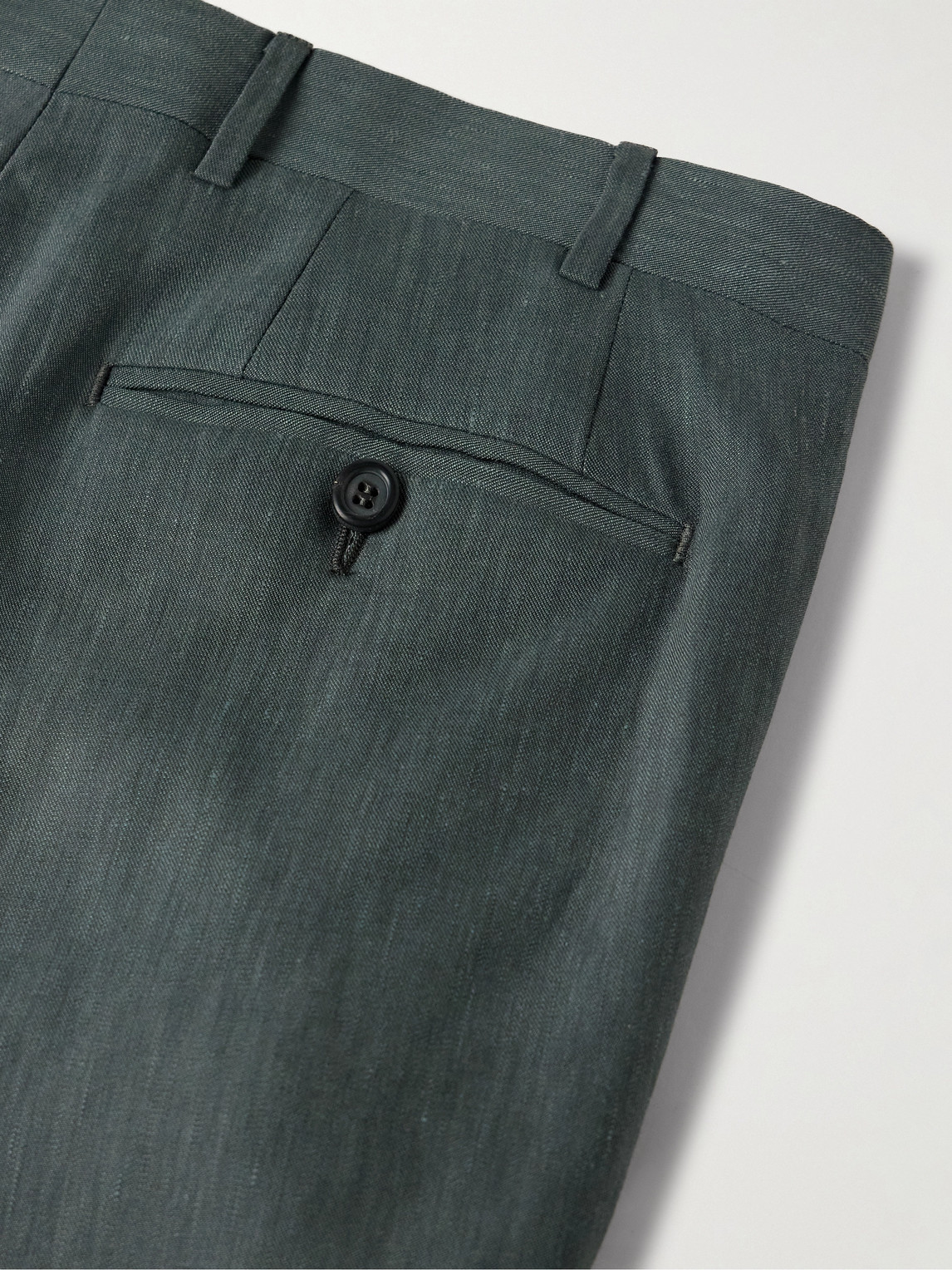 Canali Slim-fit Linen And Wool-blend Suit Trousers In Blue