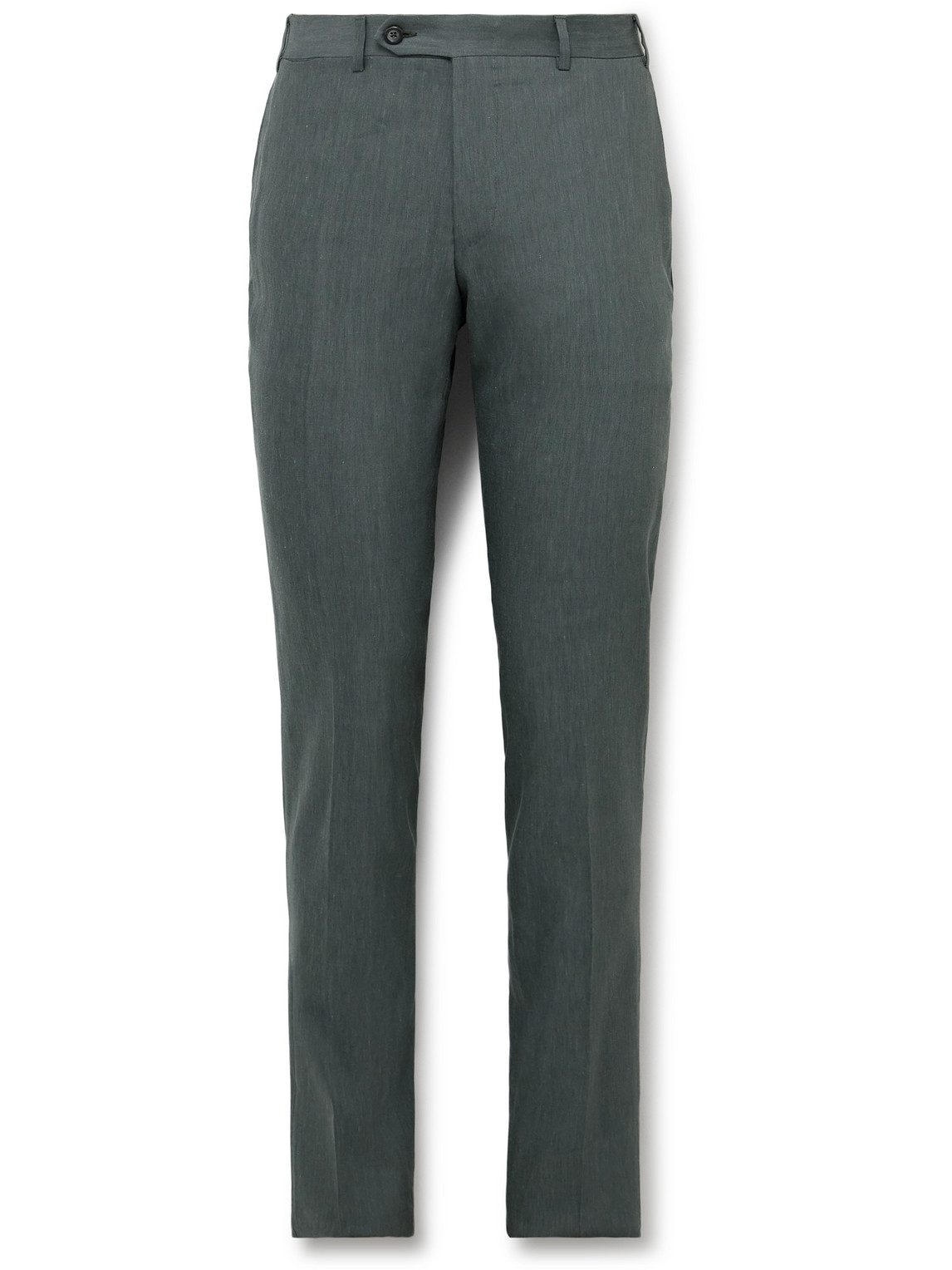 Canali Slim-fit Linen And Wool-blend Suit Trousers In Blue