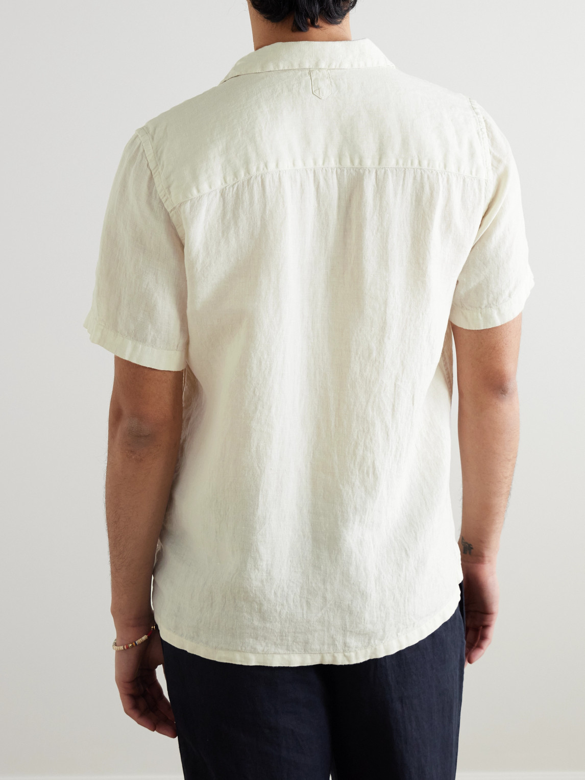 Canali Camp-collar Garment-dyed Linen Shirt In Neutrals