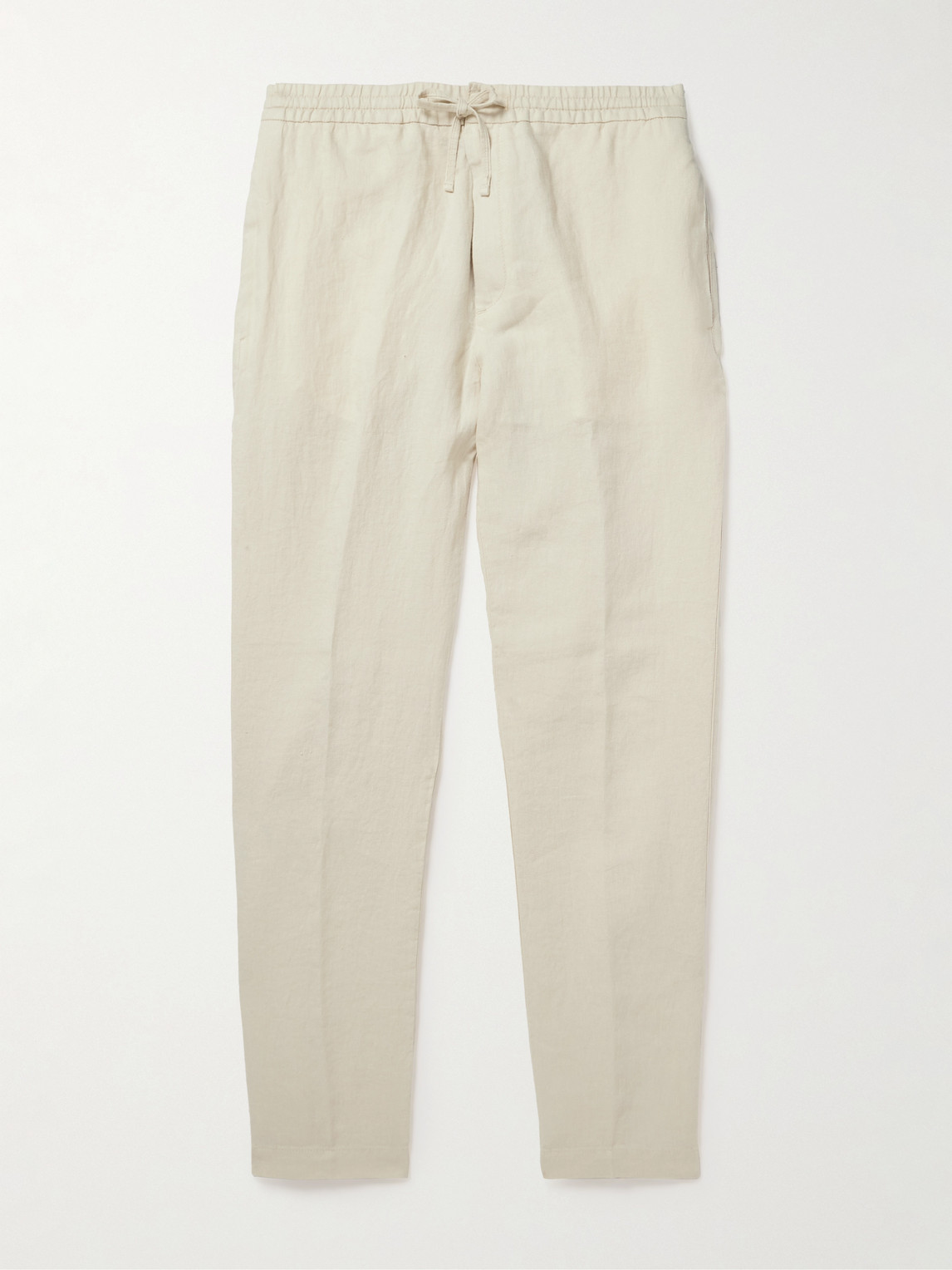 Canali Straight-leg Linen Drawstring Trousers In Neutrals