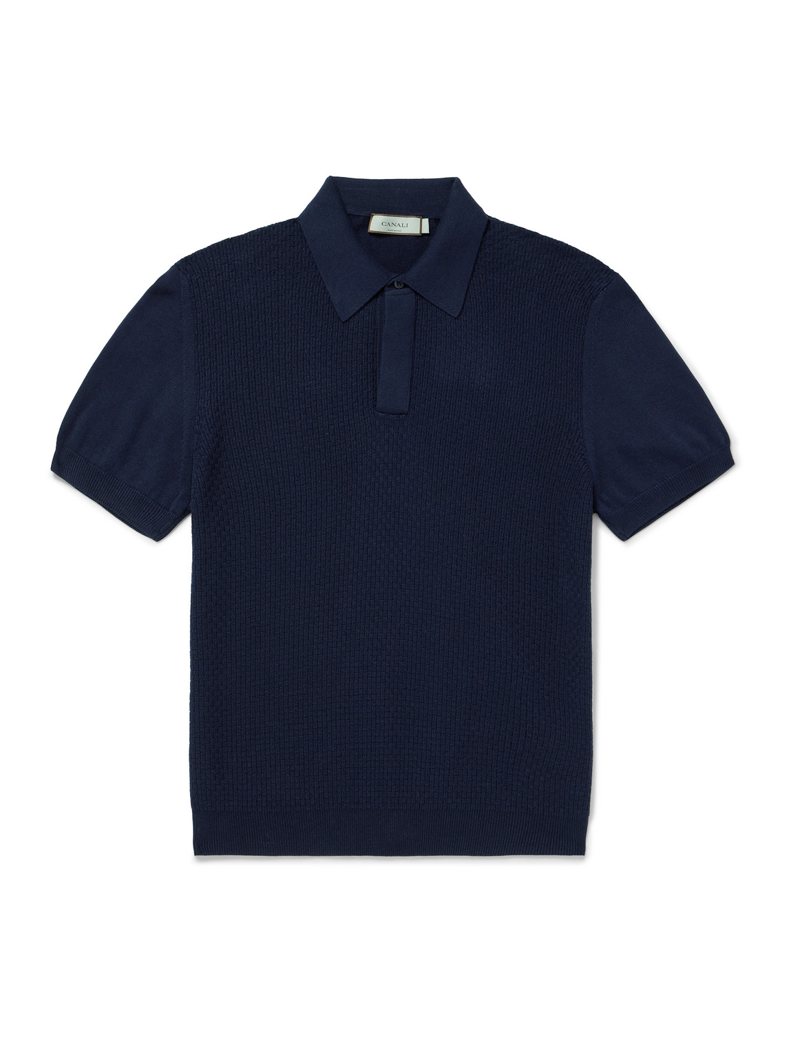 Textured-Knit Cotton and Modal-Blend Polo Shirt