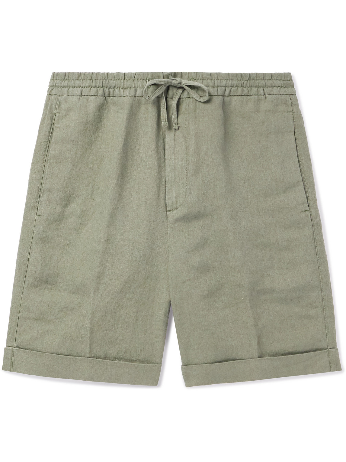 Straight-Leg Linen Drawstring Shorts