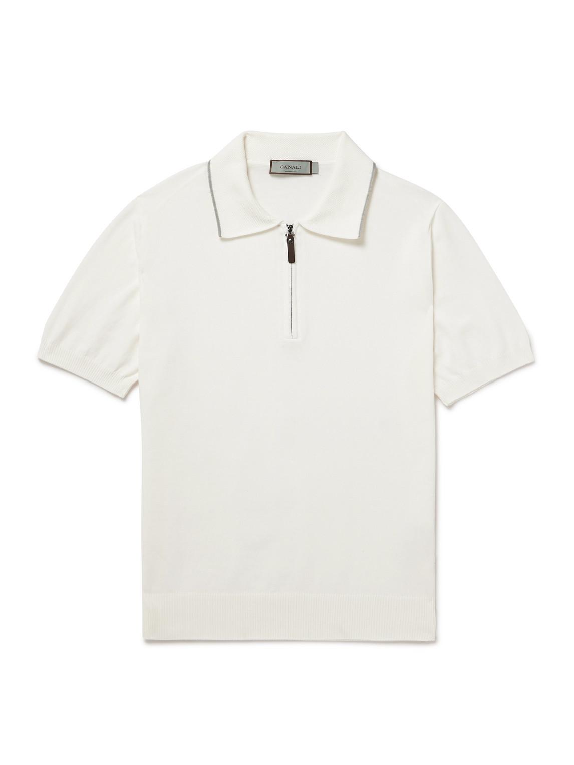 Canali Slim-fit Cotton Polo Shirt In White