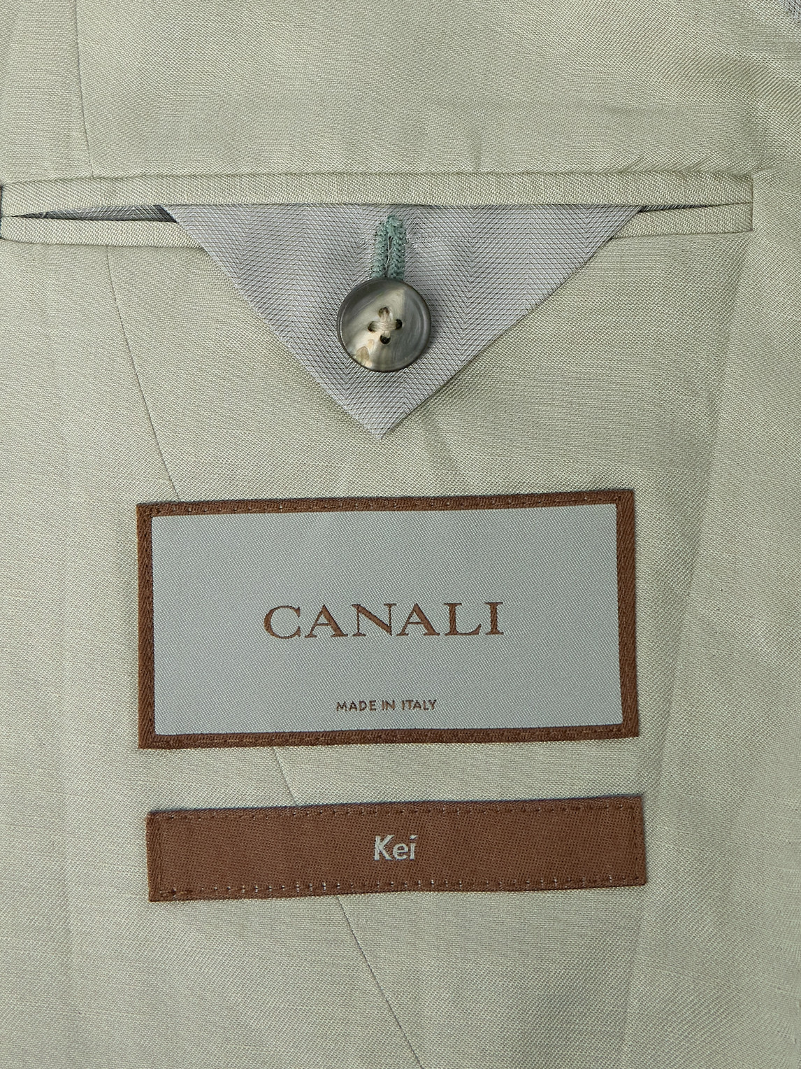 Canali Kei Unstructured Linen And Silk-blend Blazer In Green