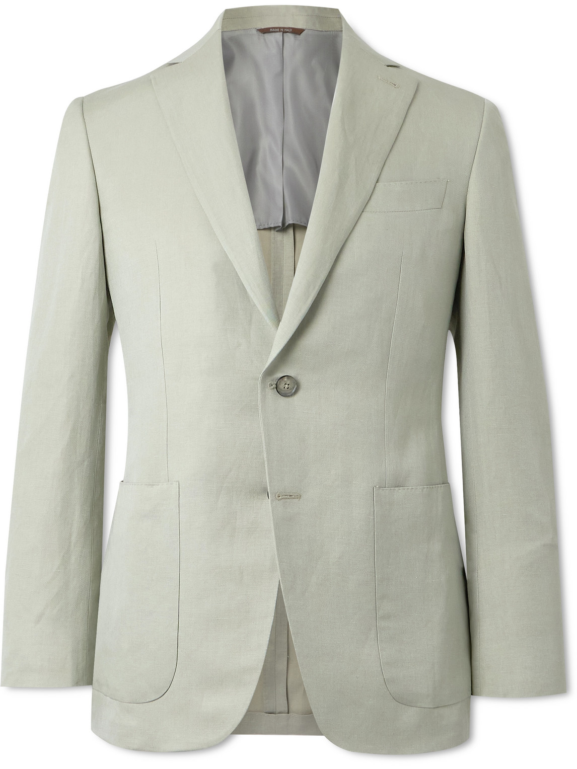 Canali Kei Unstructured Linen And Silk-blend Blazer In Green