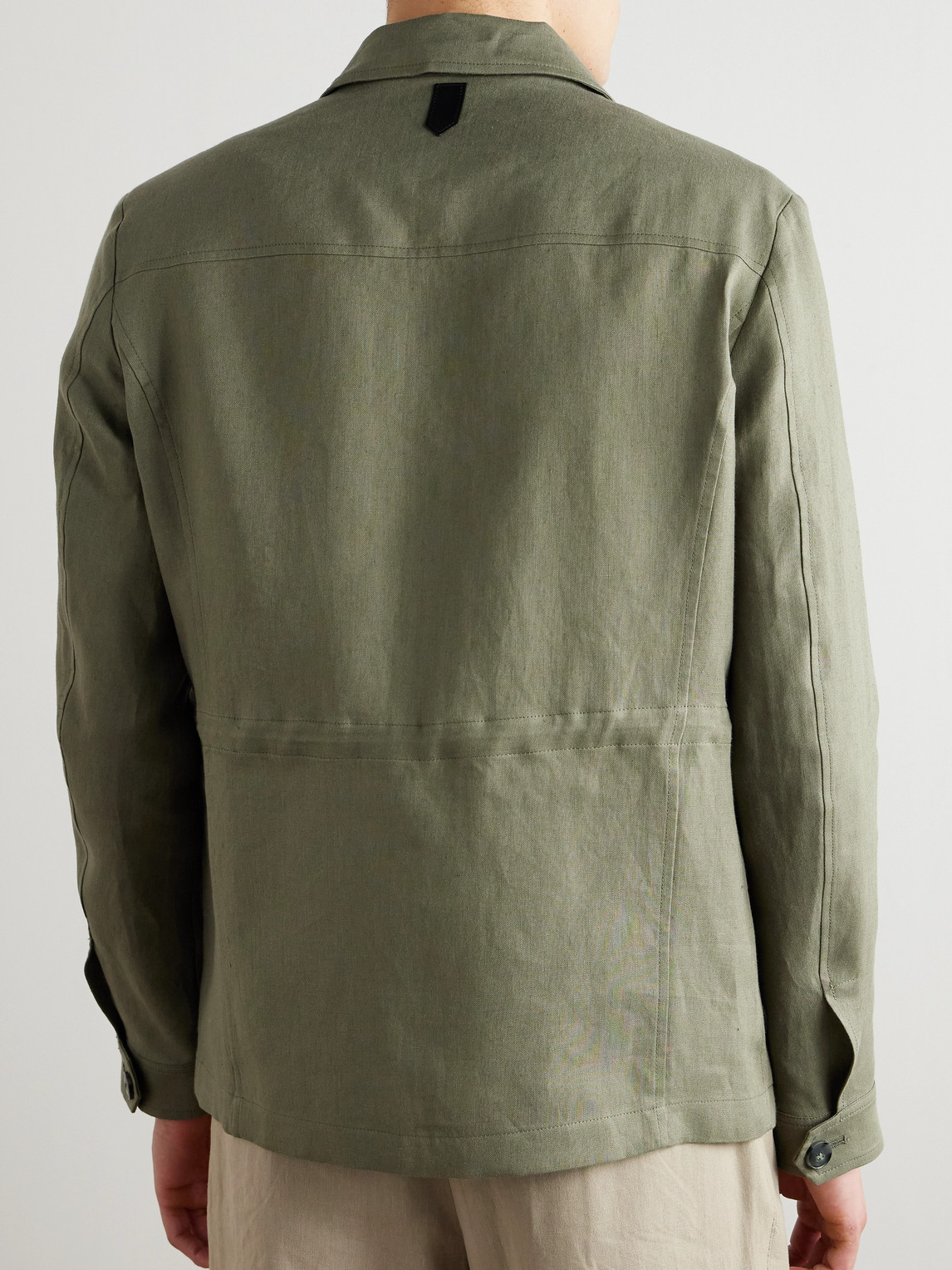 Canali Veste En Lin Vert Sauge In Green