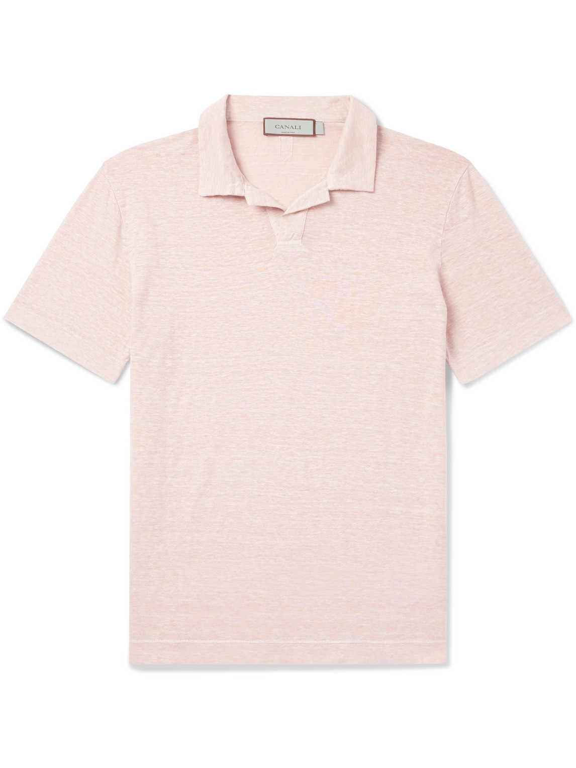 Canali Slim-fit Linen Polo Shirt In Pink