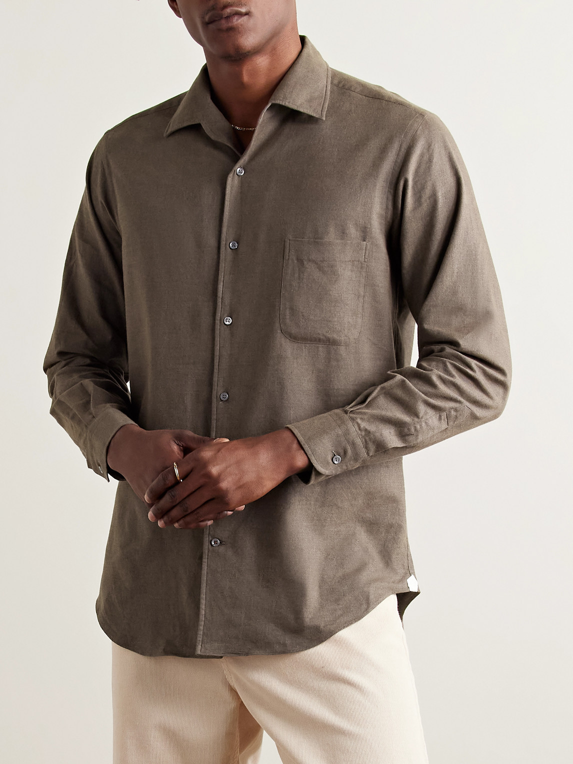 Loro Piana André Cotton-flannel Shirt In Brown