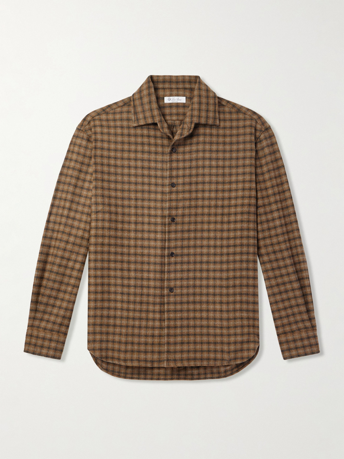 Loro Piana Checked Brushed Wool and Cashmere-Blend Overshirten