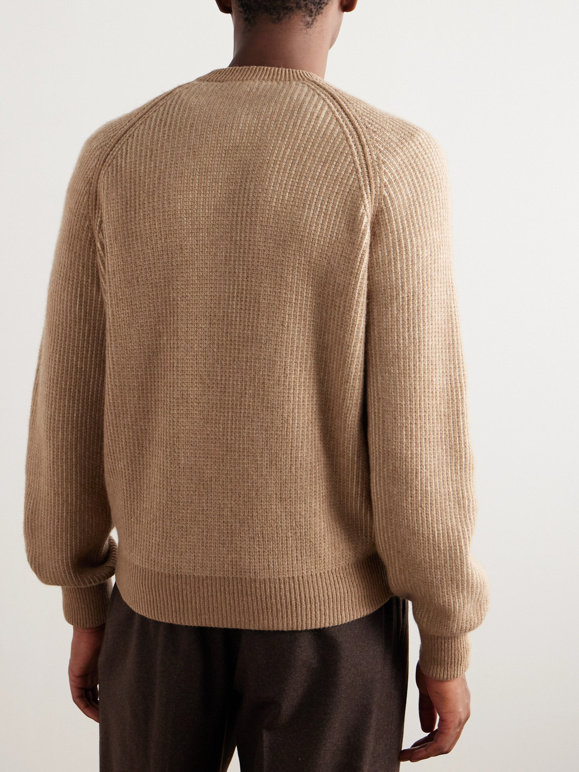 Shop Loro Piana Col D'olen Waffle-knit Camel Hair Sweater In Neutrals