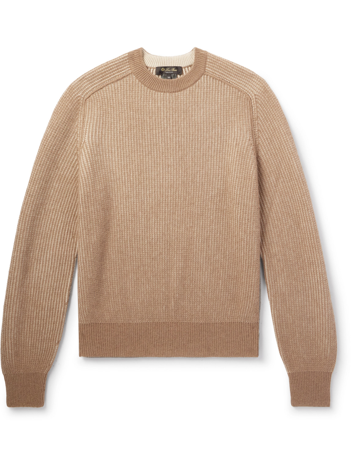 Loro Piana Col D'olen Waffle-knit Camel Hair Sweater In Neutrals