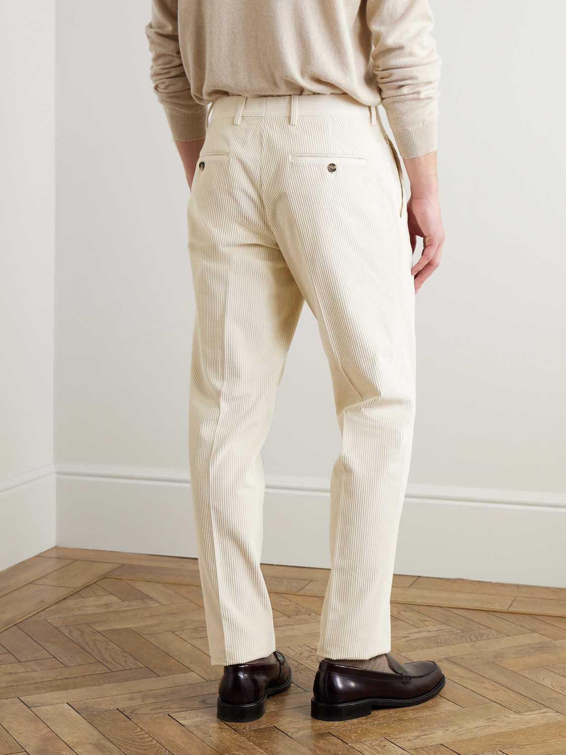 Loro Piana Jarno Straight-leg Cotton-corduroy Trousers In Neutrals