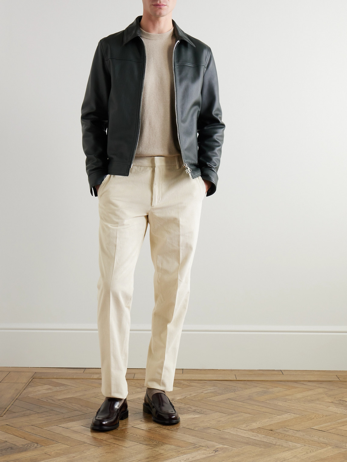 Loro Piana Jarno Straight-leg Cotton-corduroy Trousers In Neutrals