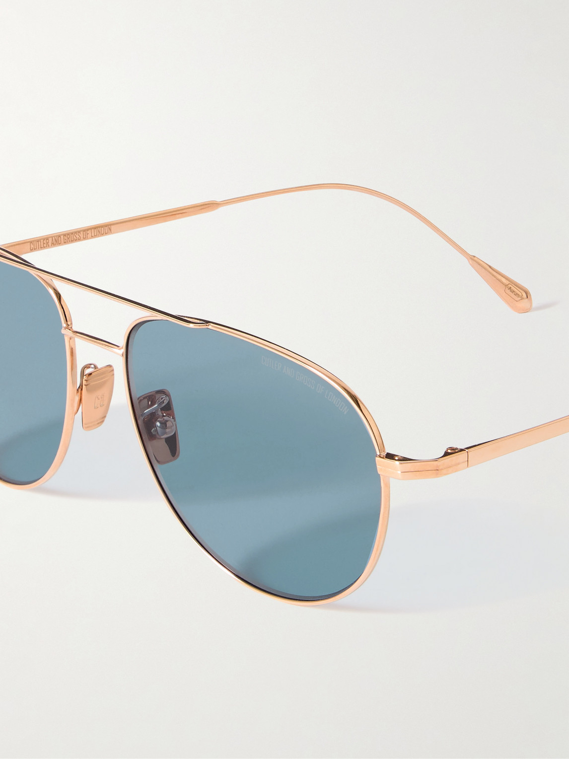 Cutler And Gross 0002 Aviator-style Rose Gold-plated Sunglasses In Gold