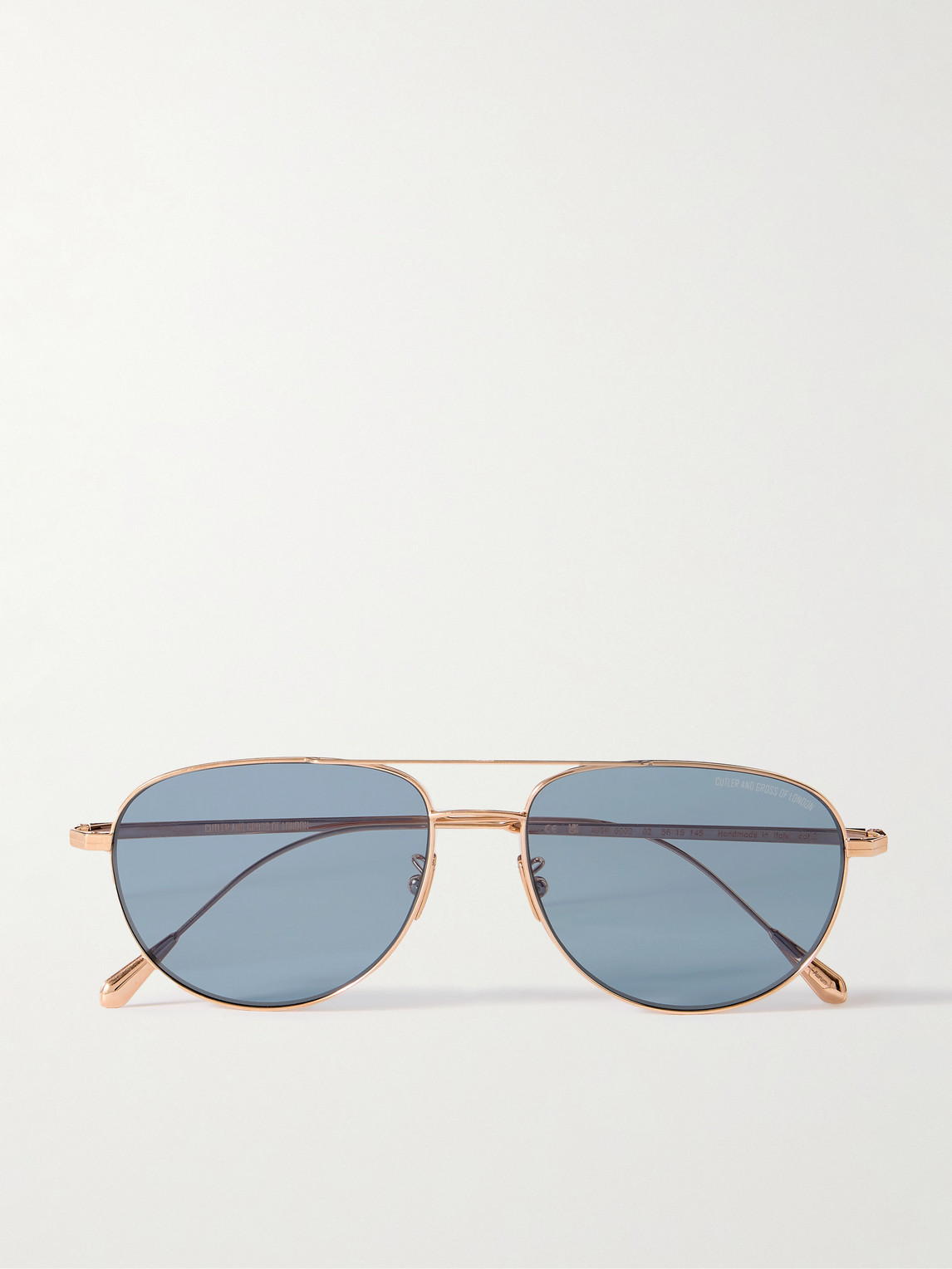 Cutler and Gross 0002 Aviator-Style Rose Gold-Plated Sunglasses - Men