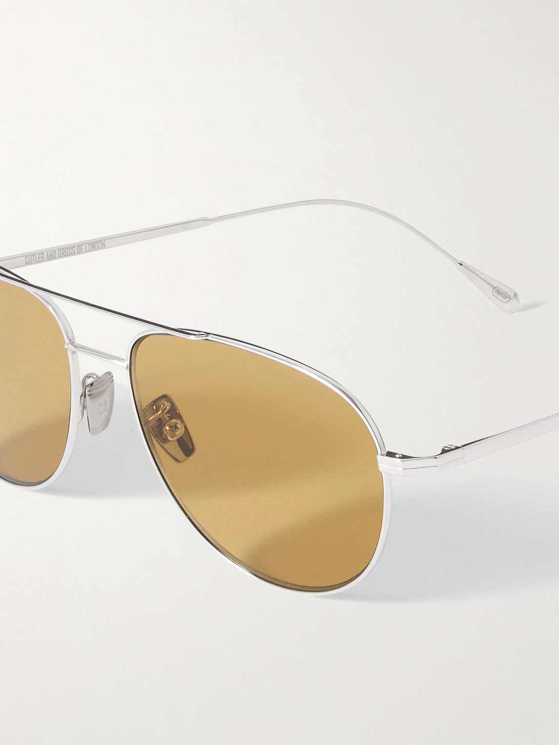 Cutler And Gross 0002 Aviator-style Rhodium-plated Sunglasses In Silver