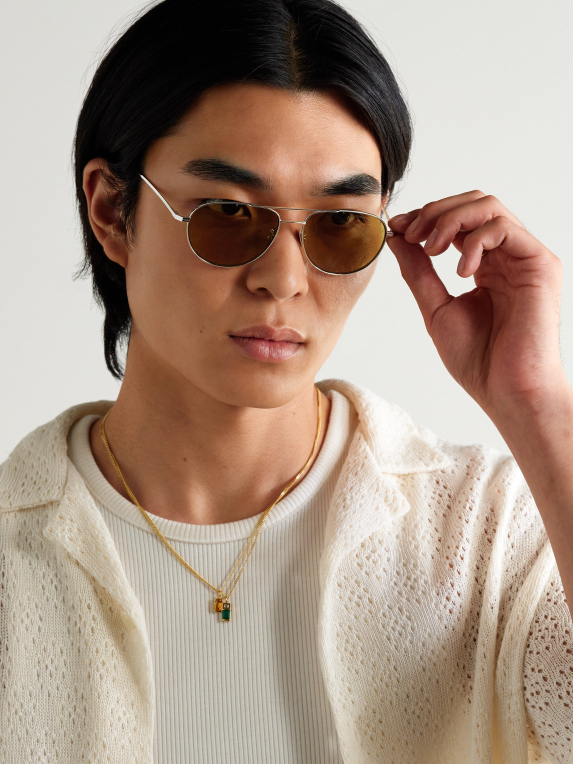 Cutler And Gross 0002 Aviator-style Rhodium-plated Sunglasses In Silver