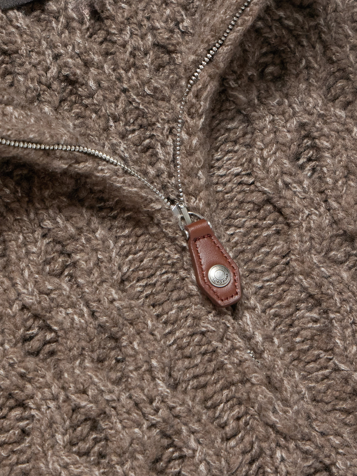 Loro Piana Cable-knit Cashmere Half-zip Sweater In Brown