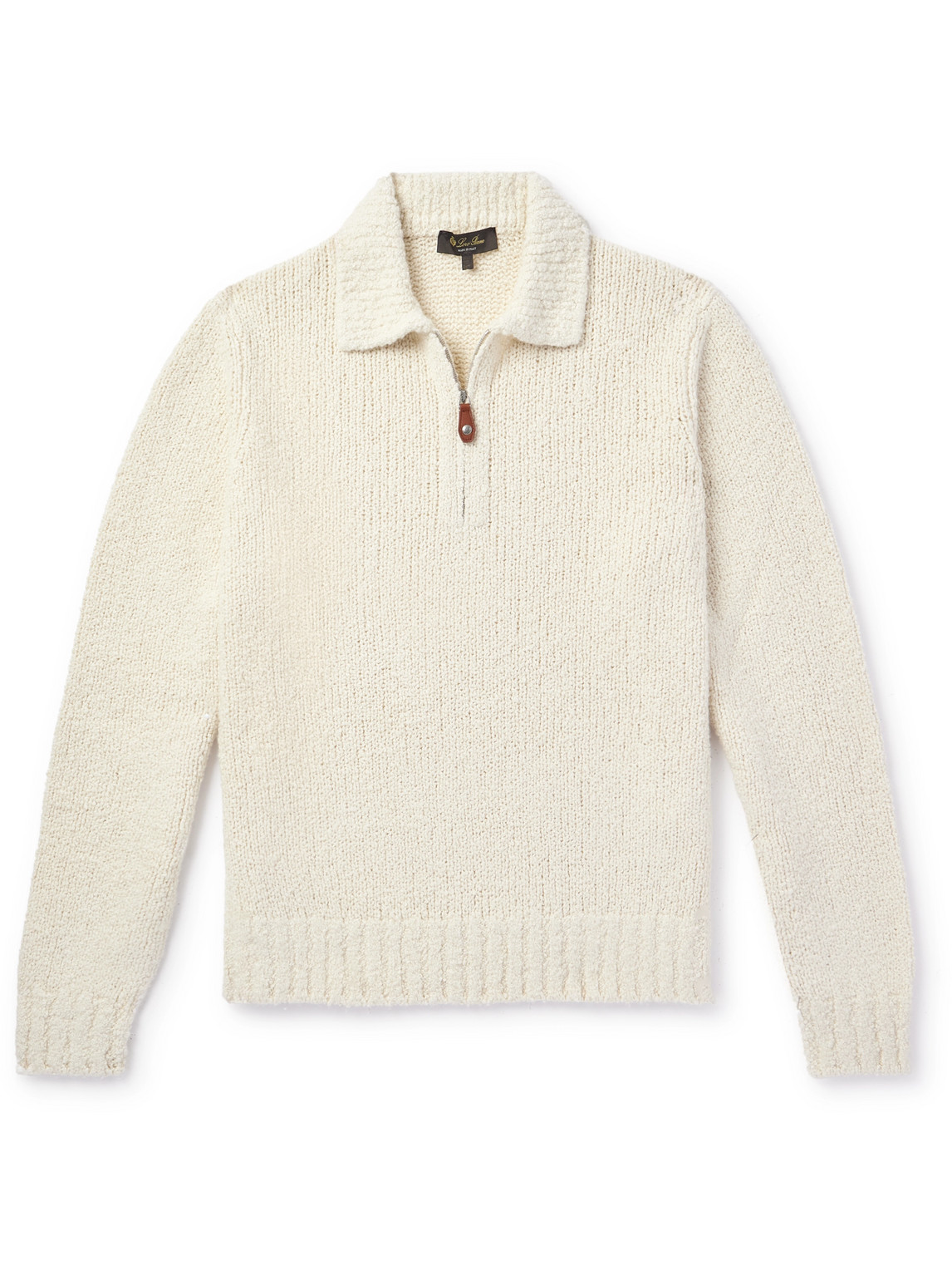 Loro Piana Folecchio Cashmere And Silk-blend Half-zip Sweater In Neutrals