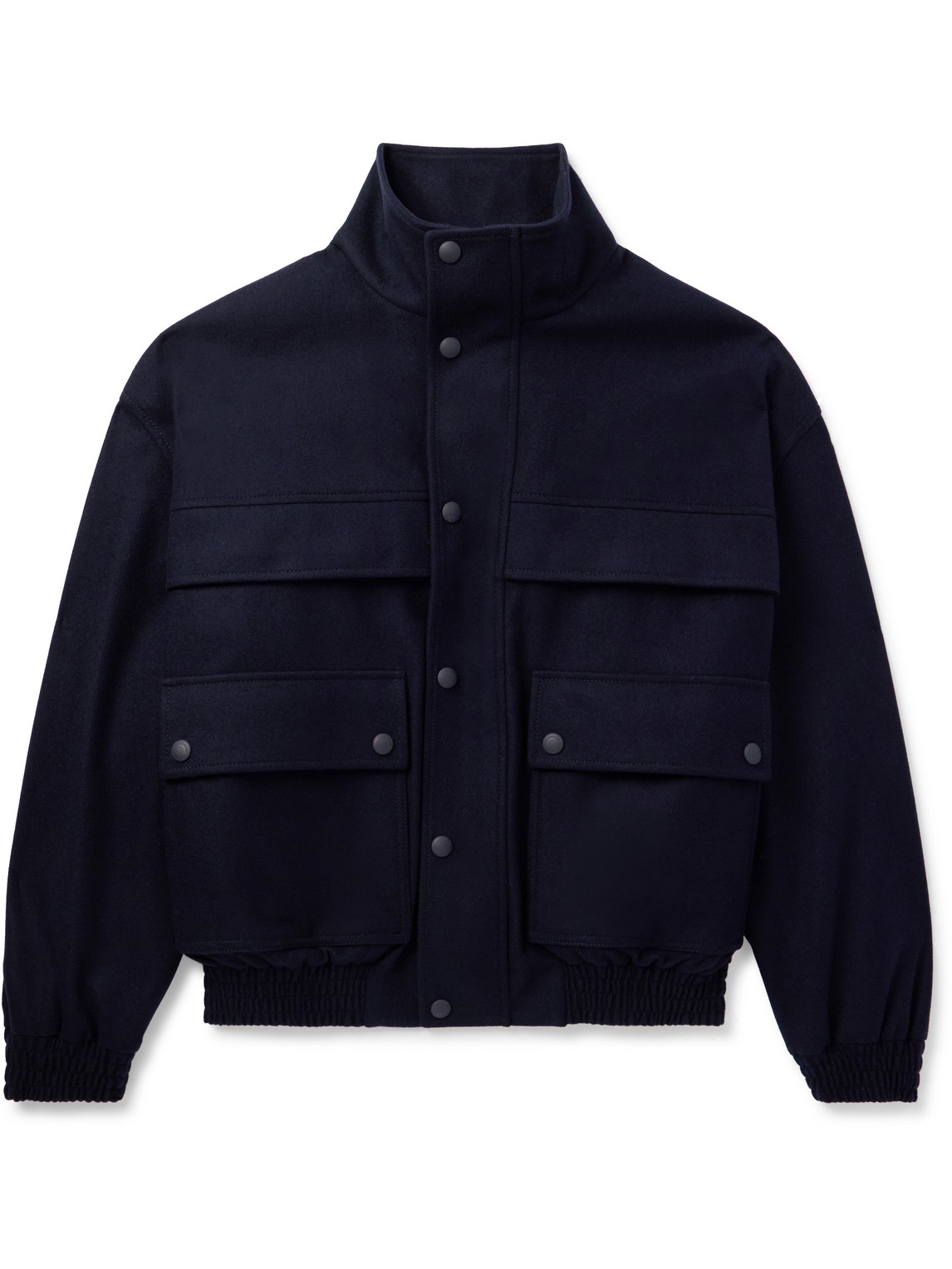 Loro Piana Tristar Wool And Cashmere-blend Flannel Bomber Jacket In Blue