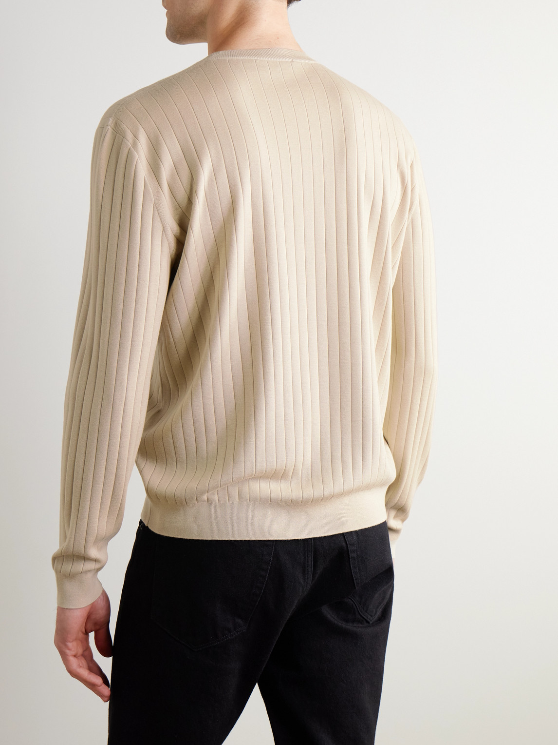 Loro Piana Riva Valdobbia Ribbed Virgin Wool Sweater In Neutrals