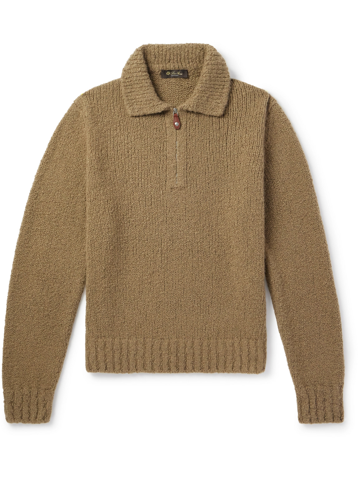 Loro Piana Folecchio Cashmere And Silk-blend Half-zip Sweater In Brown
