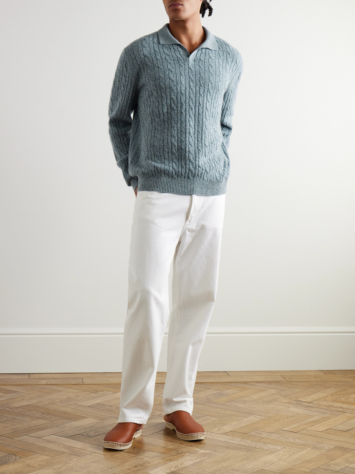 Loro Piana Cashmere Cable-knit Sweater In Blue