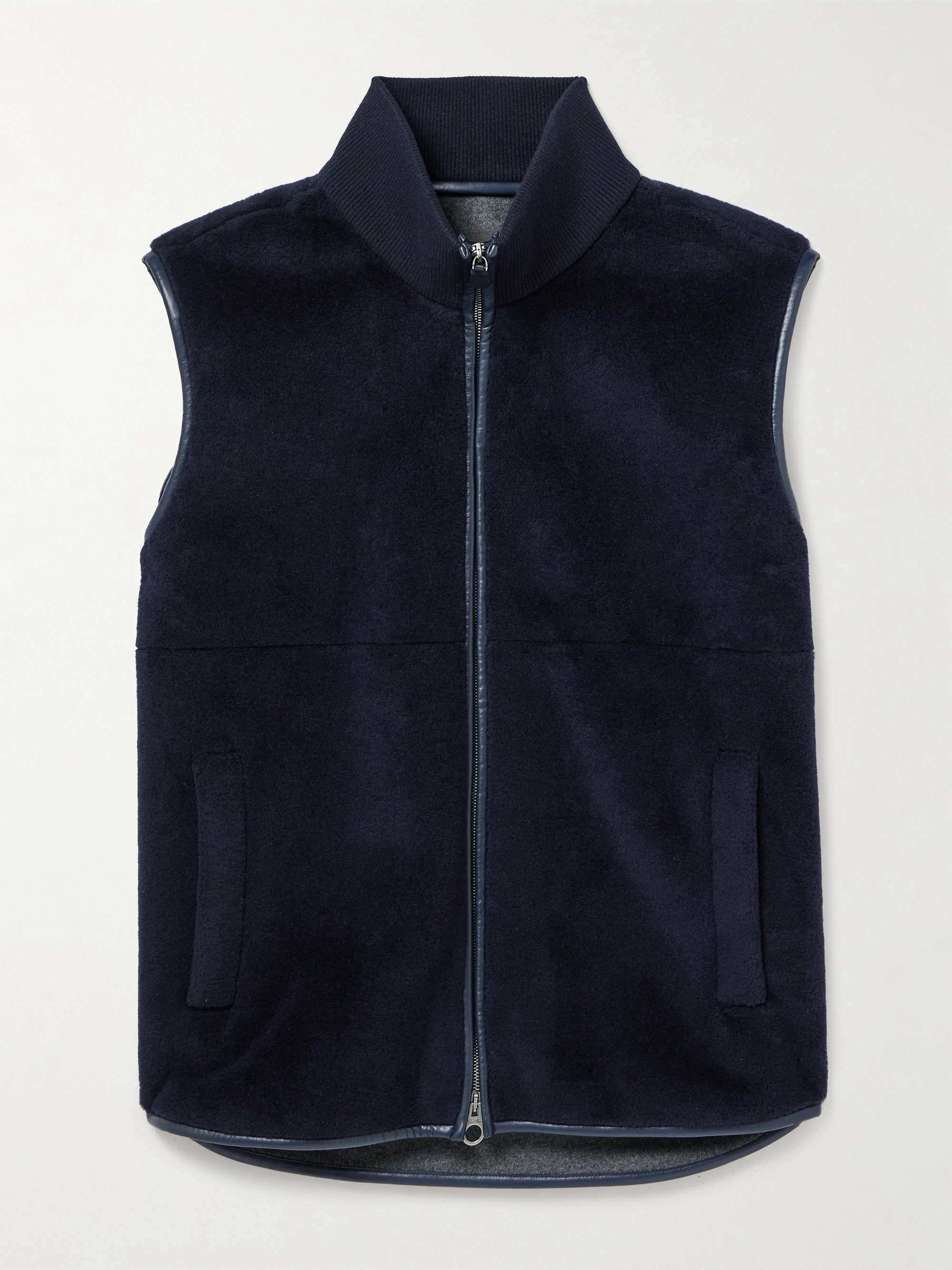 Ume Leather-Trimmed Cashmere Zip-Up Gilet LORO PIANA da uomo Ume Leather-Trimmed Cashmere Zip-Up Gilet LORO PIANA da uomo