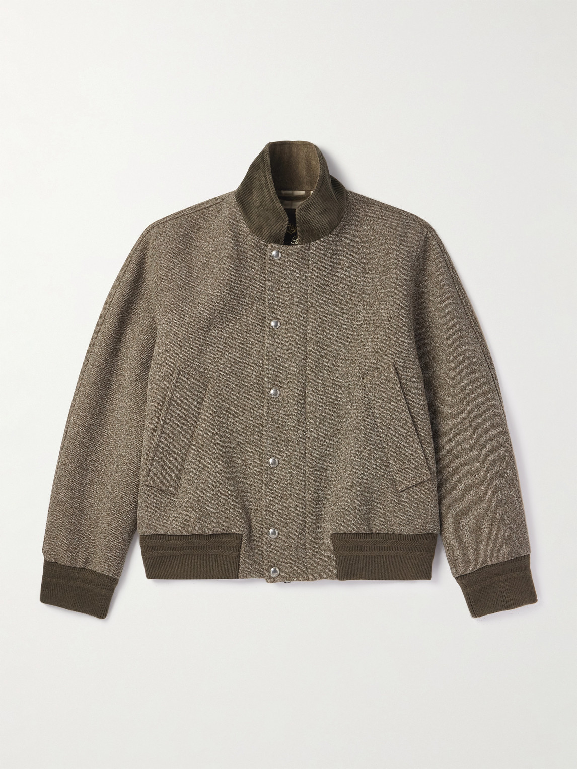 Loro Piana Floris Cotton Corduroy-trimmed Wool Bomber Jacket In Brown