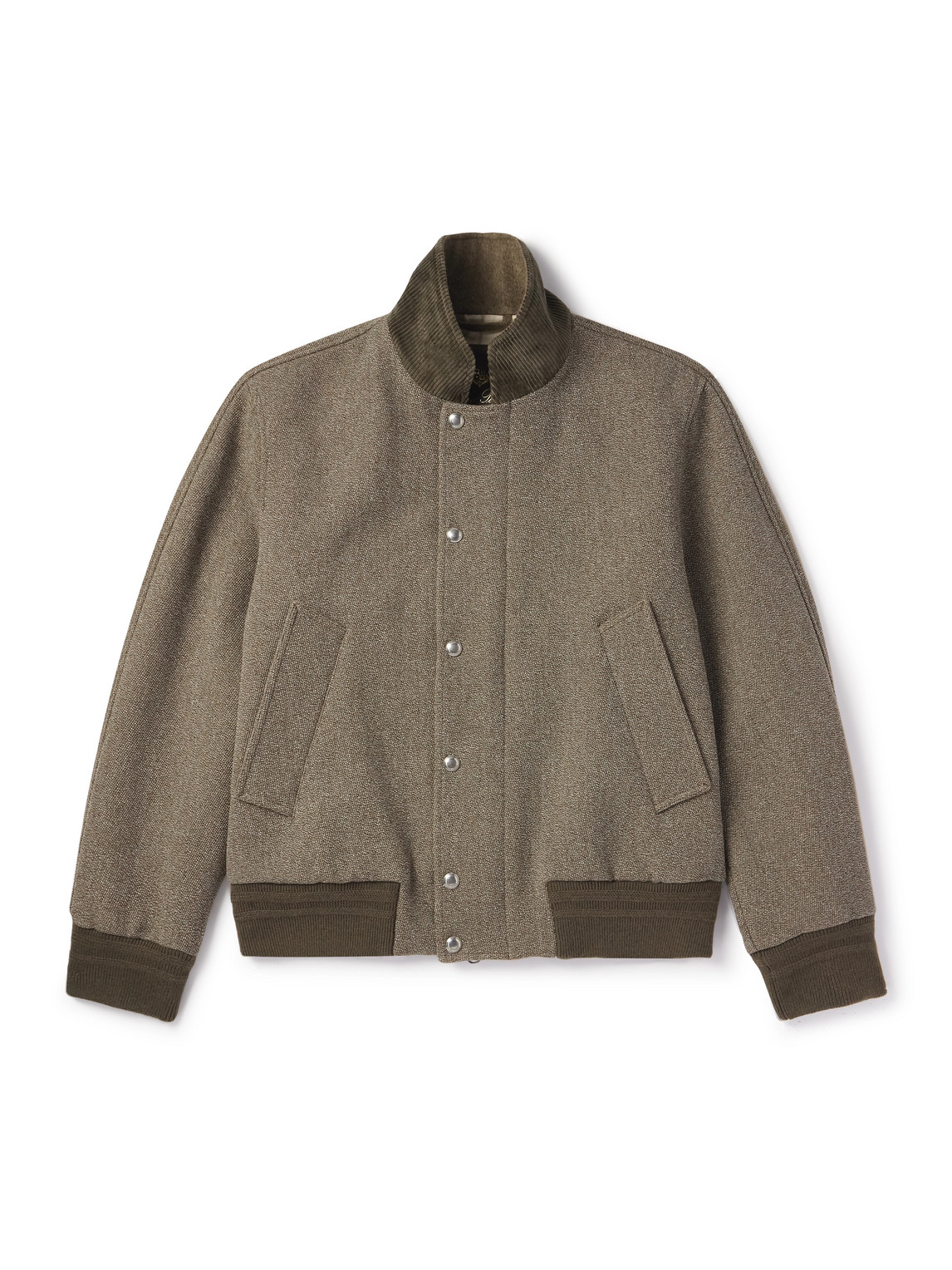 Loro Piana Floris Cotton Corduroy-trimmed Wool Bomber Jacket In Brown