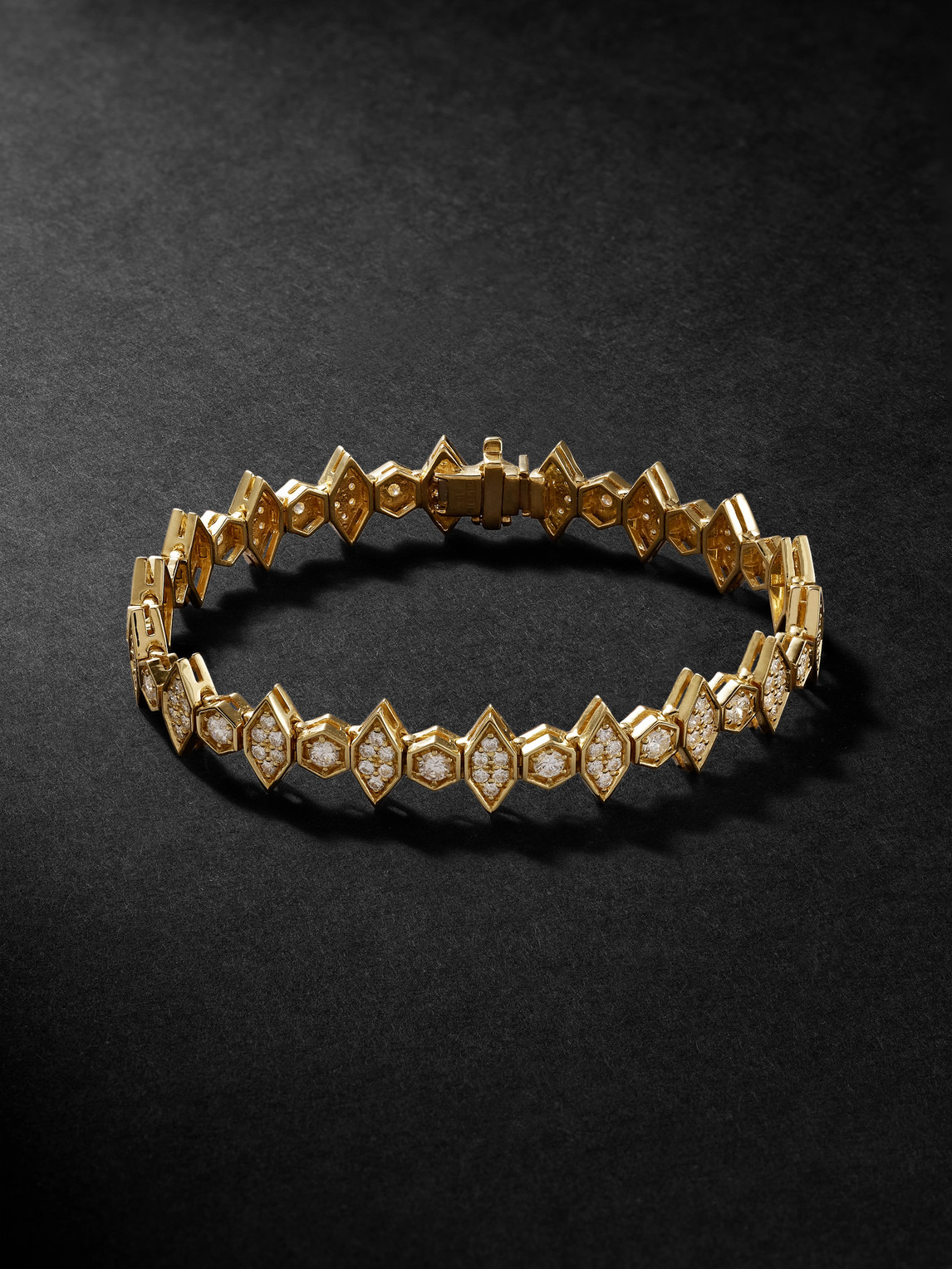 KOLOURS JEWELRY Mixed Hexagon XLarge 18-Karat Gold Diamond Bracelet - Men