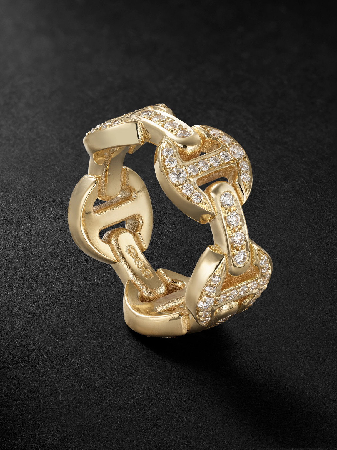 Hoorsenbuhs Dame Classic Tri-link 18-karat Gold Diamond Ring In Metallic