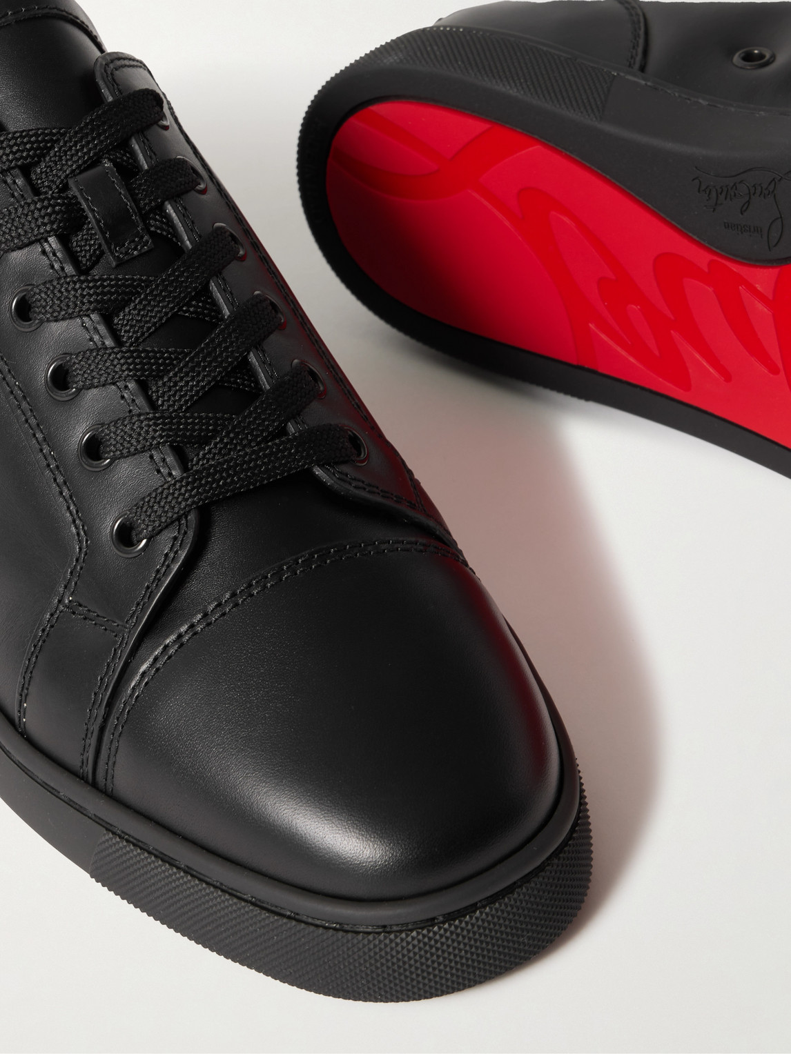 Christian Louboutin Louis Junior Suede And Leather-trimmed Ripstop Sneakers In Black