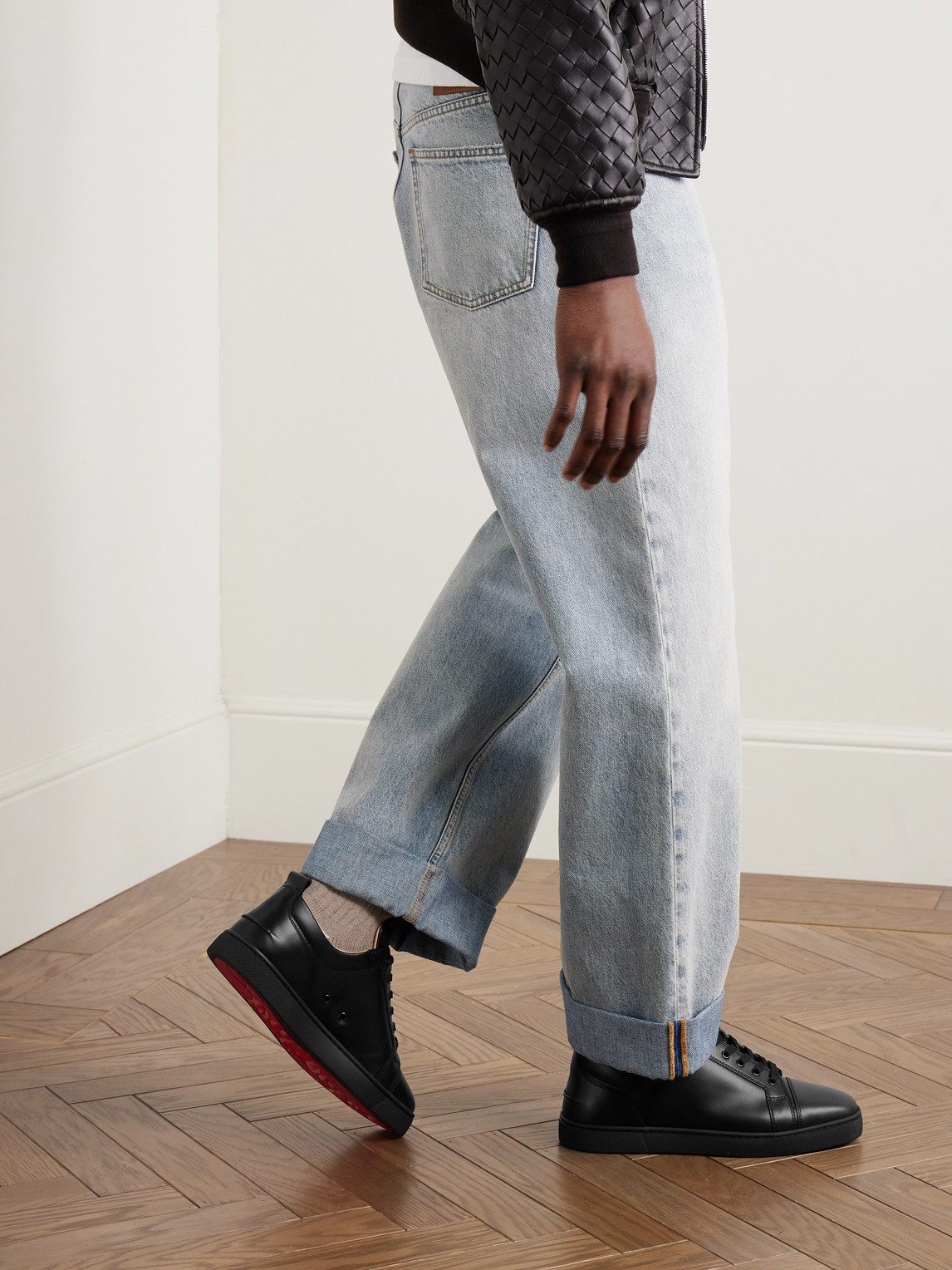 Christian Louboutin Louis Junior Suede And Leather-trimmed Ripstop Sneakers In Black