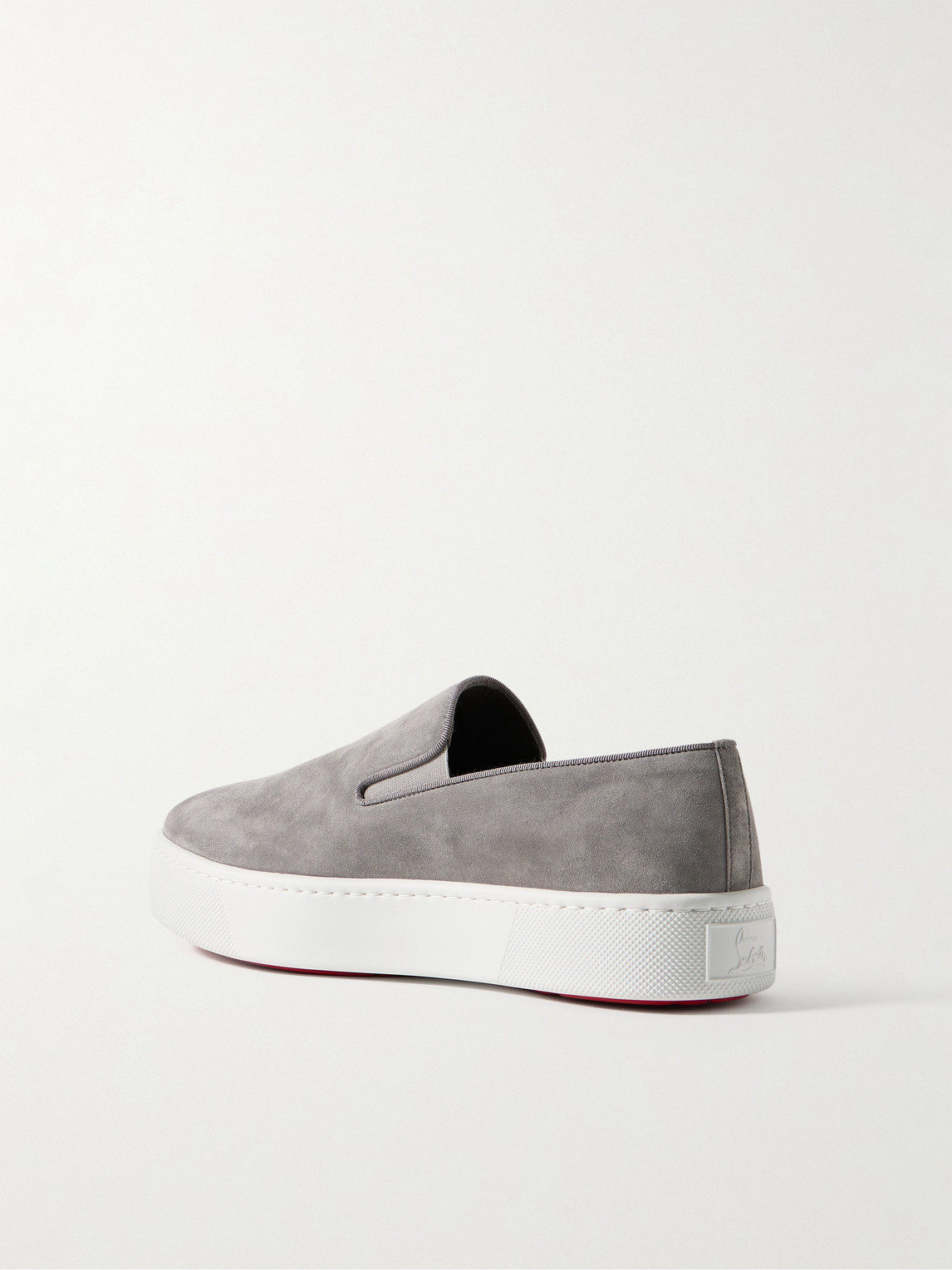 Christian Louboutin Boatissimo Suede Slip-on Sneakers In Gray