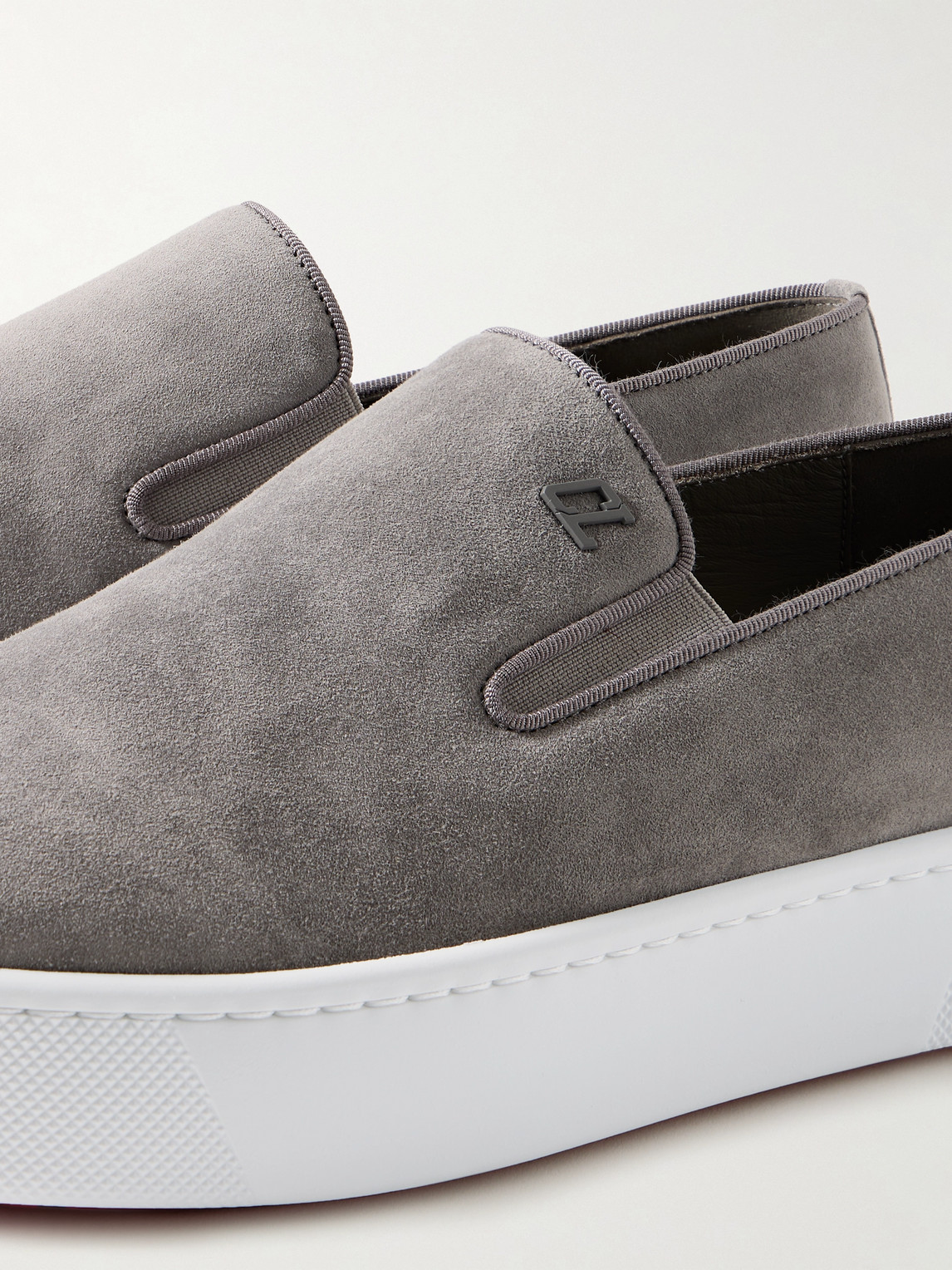 Christian Louboutin Boatissimo Suede Slip-on Sneakers In Gray
