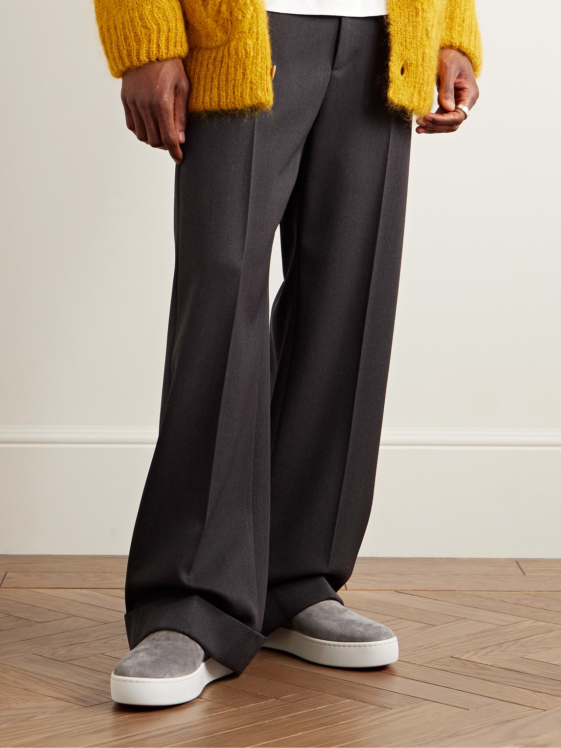 Christian Louboutin Boatissimo Suede Slip-on Sneakers In Gray