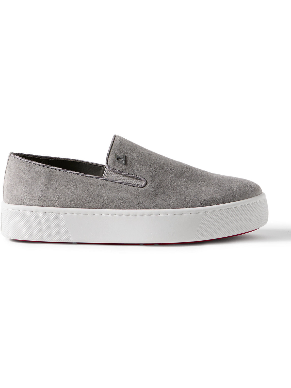 Christian Louboutin Boatissimo Suede Slip-on Sneakers In Gray