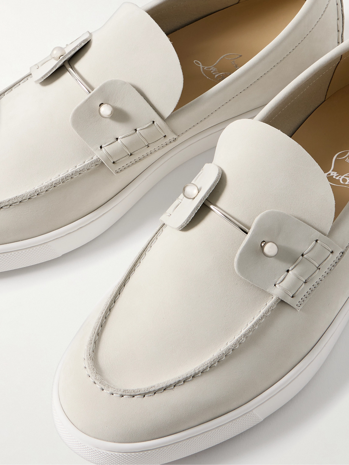 Christian Louboutin Chambeliboat Nubuck Loafers In Gray