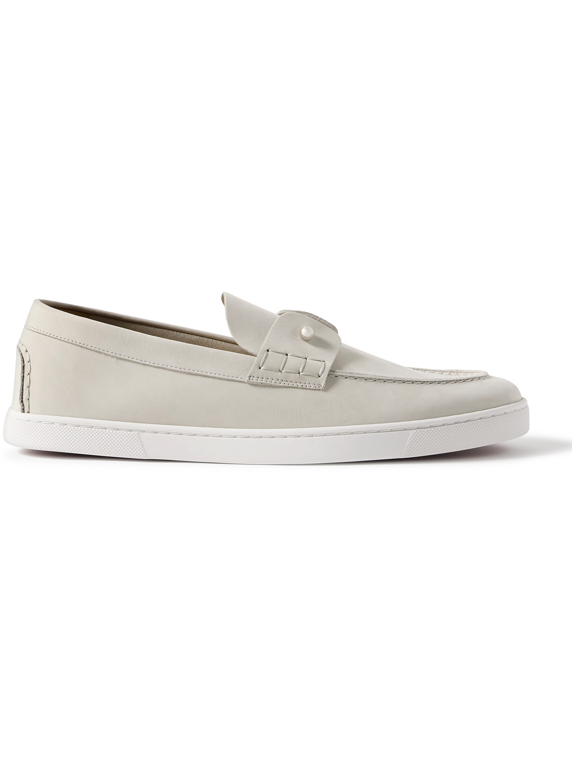 Christian Louboutin Chambeliboat Nubuck Loafers In Grey