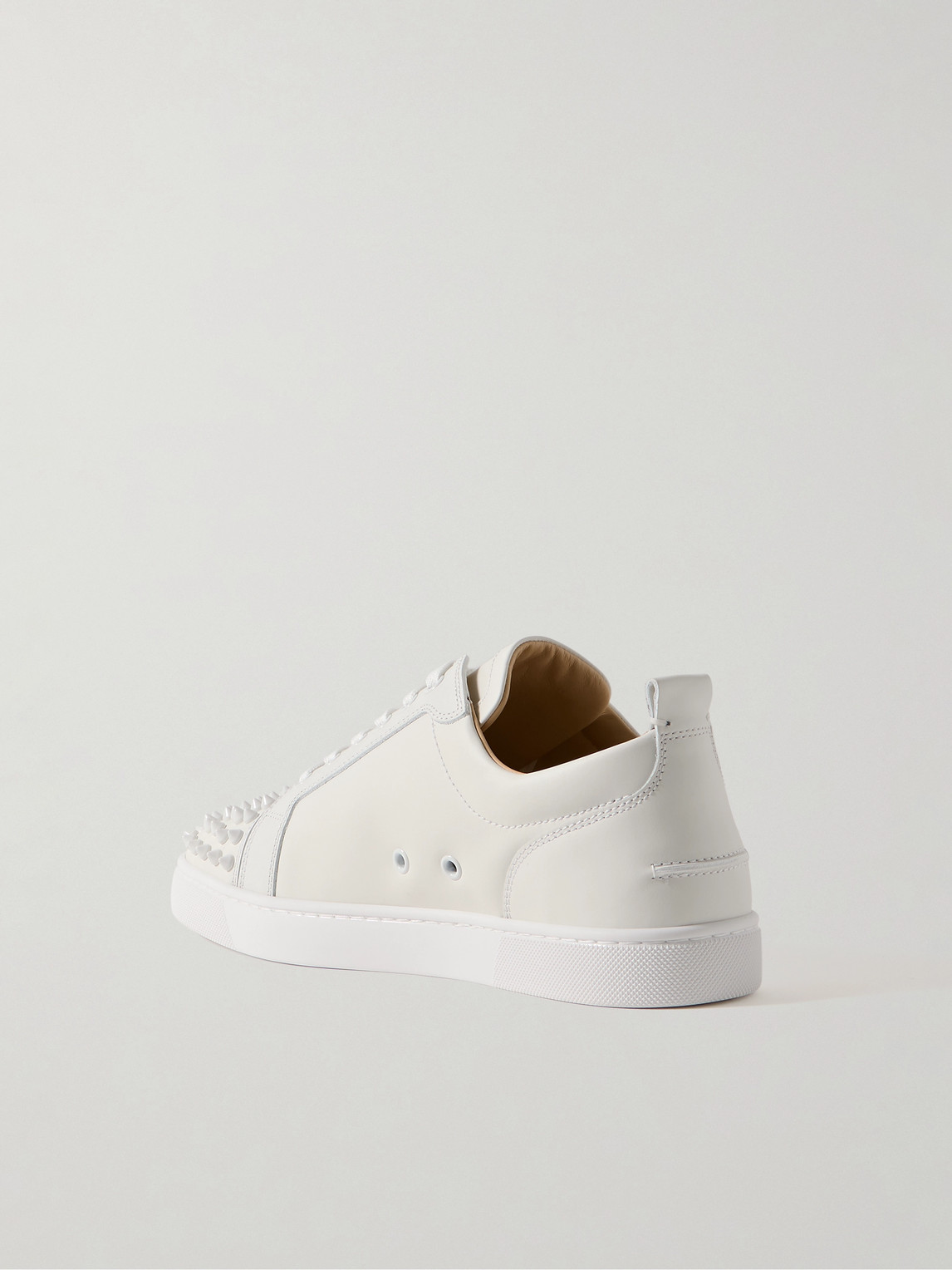Christian Louboutin Louis Junior Spikes Cap-toe Leather Sneakers In White