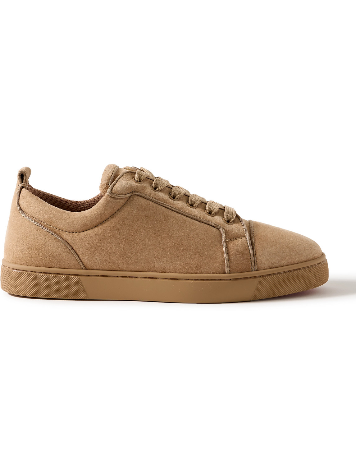 Christian Louboutin Louis Junior Grosgrain-trimmed Suede Sneakers In Brown