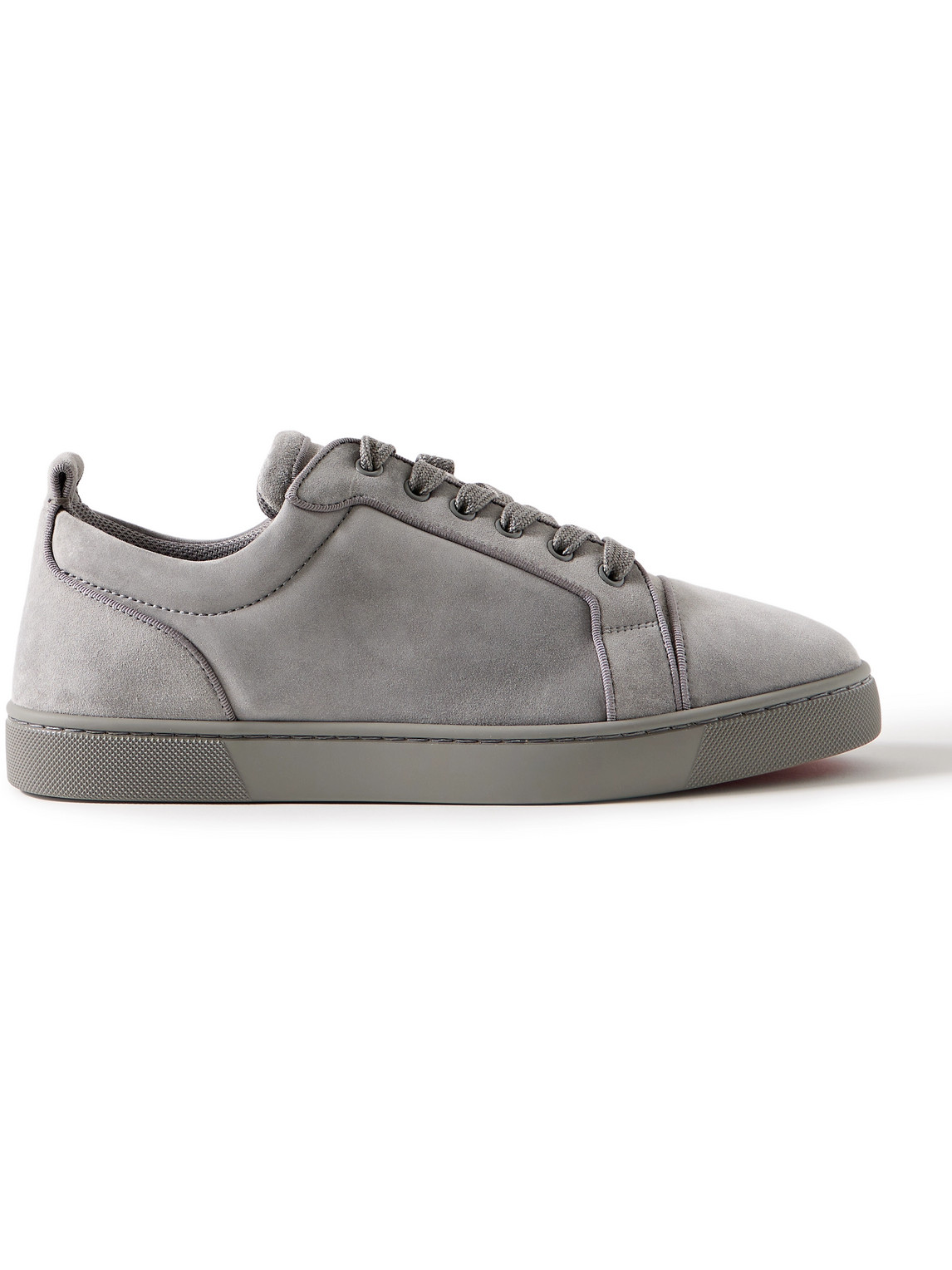 Christian Louboutin Louis Junior Grosgrain-trimmed Suede Sneakers In Gray