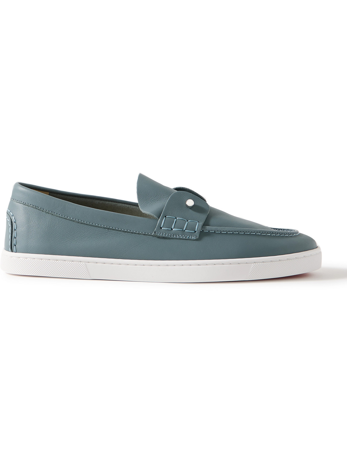 Christian Louboutin Boat Round Toe Loafers With Metallic Detail In Blue