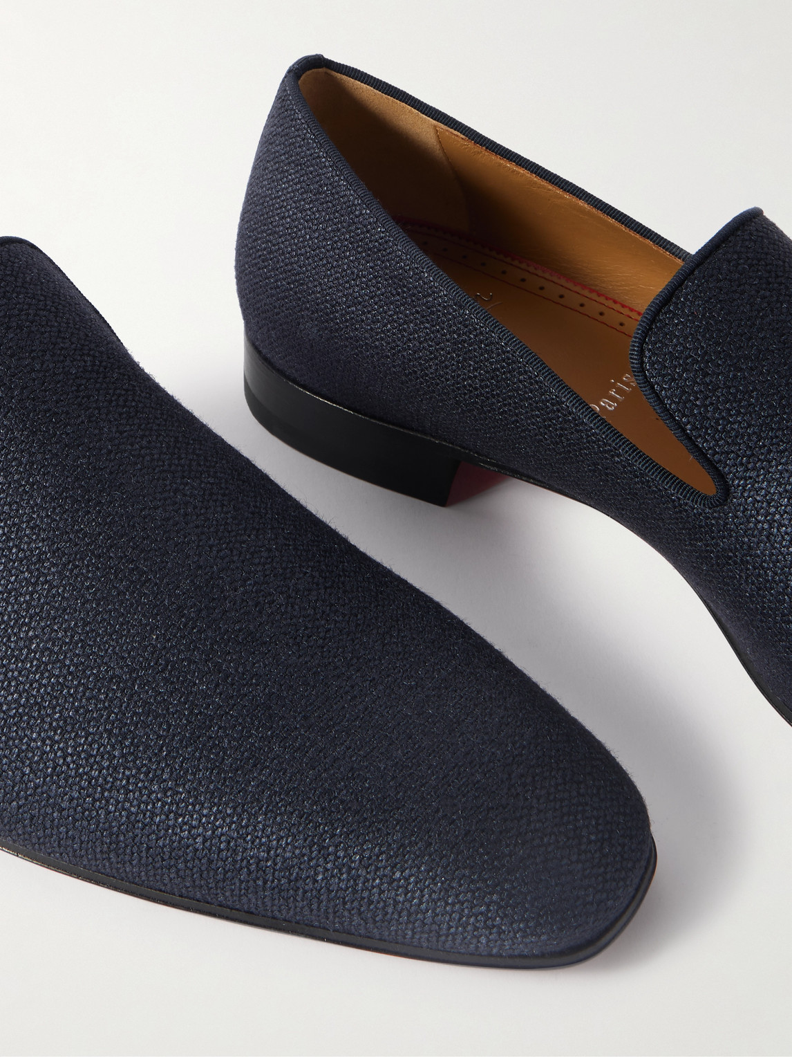 Christian Louboutin Dandelion Crepe De Soie Loafers In Blue