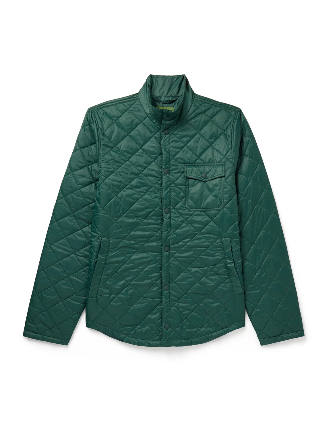 Sid Mashburn Traveler's Slim-fit Quilted Nylon Cashpad Jacket In Green