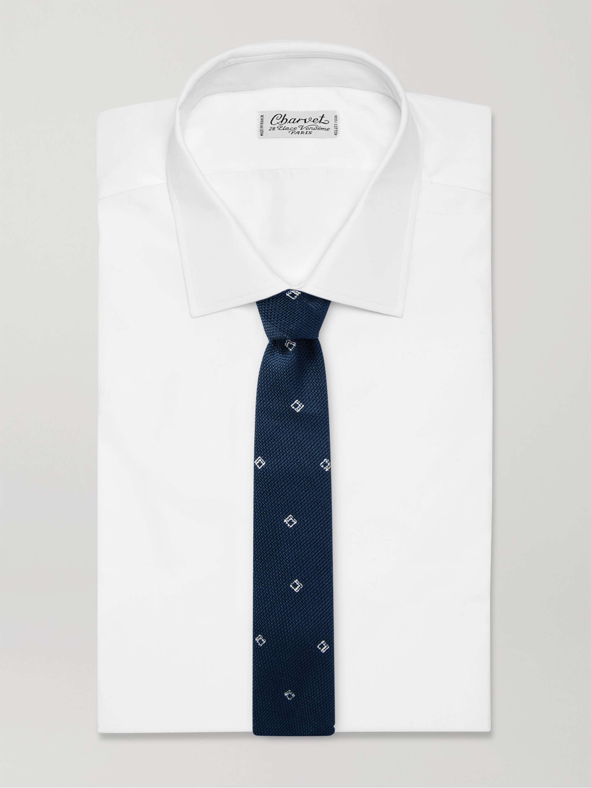 SID MASHBURN 8cm Embroidered Cotton-Mesh Tie